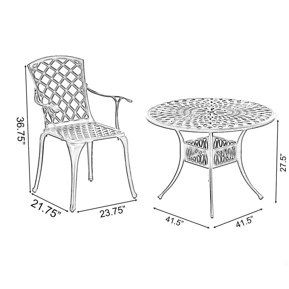 Bronze Cast Aluminum 4-Person Outdoor Bistro Dining Set