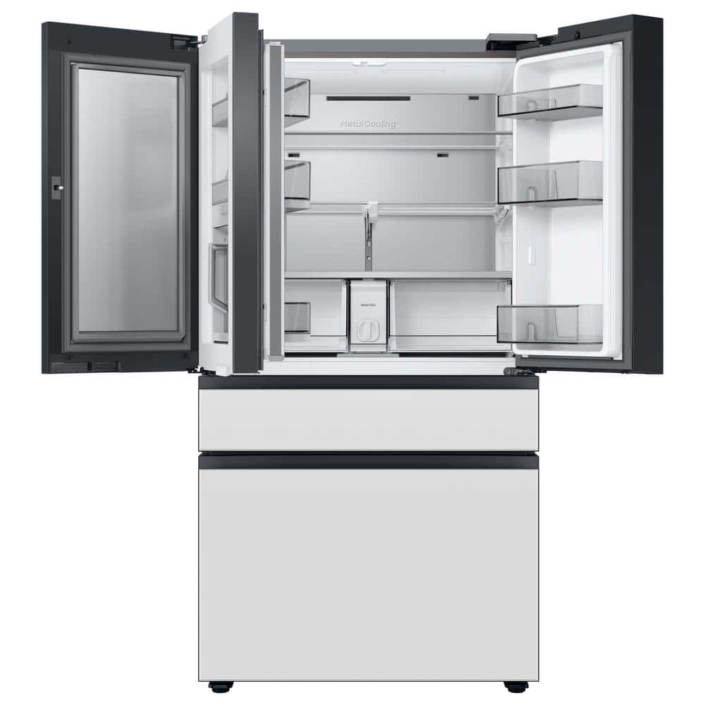 Morning Blue Glass 29 cu. ft. Smart French Door Refrigerator with Ice Maker