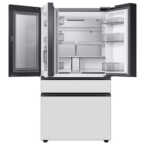 Bespoke 29 cu. ft. 4-Door French Door Smart Refrigerator with Beverage Center in White Glass, Standard Depth