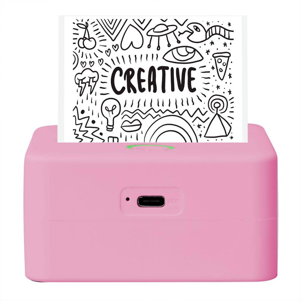 C CORE INNOVATIONS Wireless Mini Portable Thermal Printer Label Maker, Paper Included for Android and iOS Phone, Pink