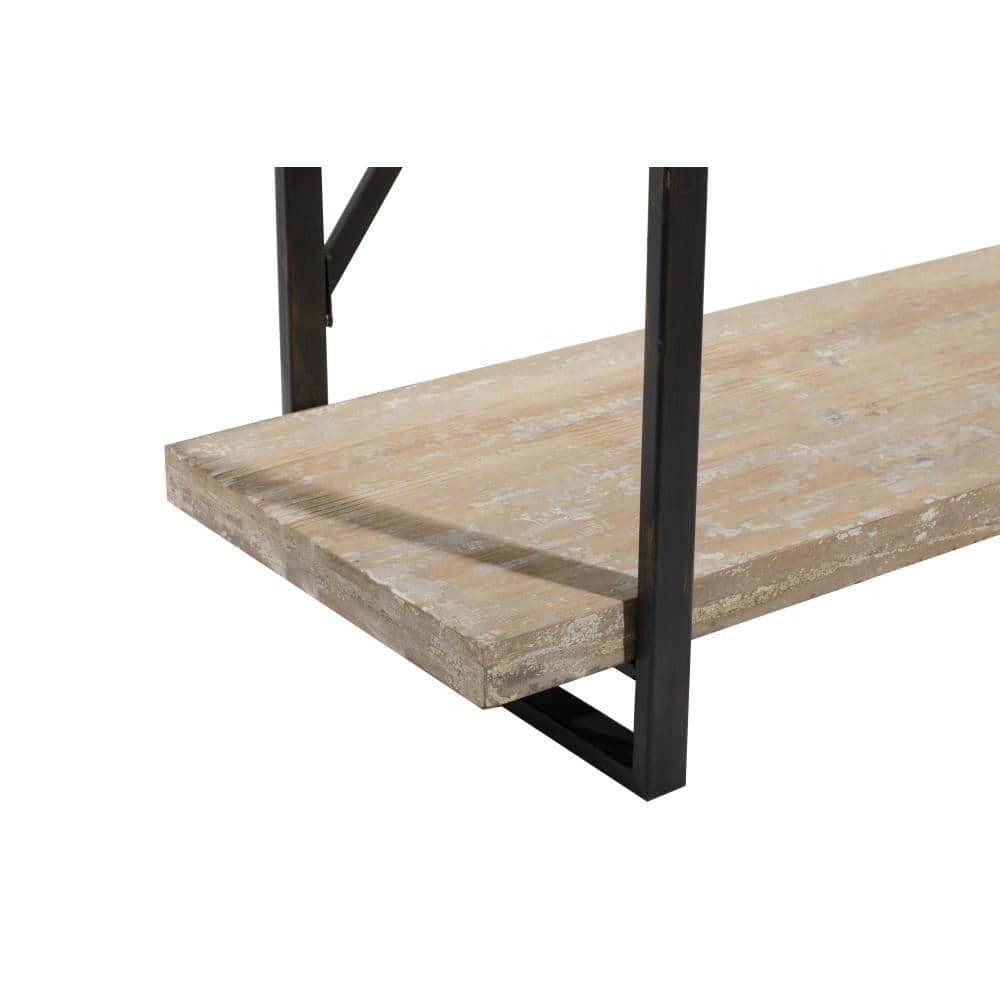 Rustic Industrial 67" Tall Brown Fir Wood 4-Tier Shelving Unit