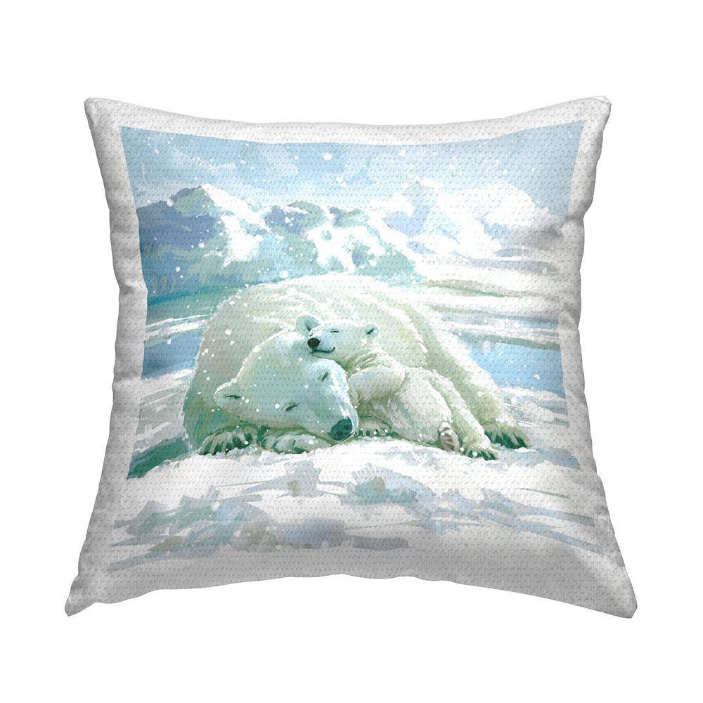 Cuddling Polar Bears Winter Ice Blue Square Outdoor Throw Pillow price history on PriceWatchPro