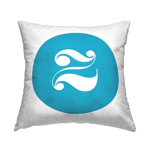 Blue Initial Z Square Outdoor Throw Pillow