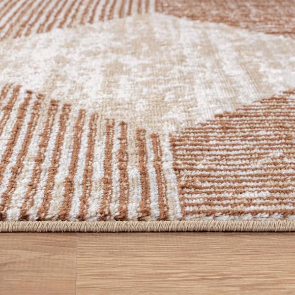 Geometric Stripe Beige 2 ft. 3 in. x 8 ft. Runner Rug