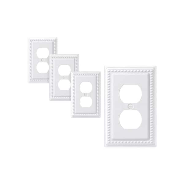 DEWENWILS 1-Gang White Duplex Outlet Metal Wall Plates (4-Pack)