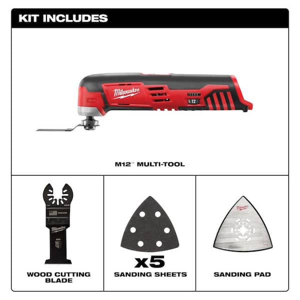 M12 12V Lithium-Ion Cordless Oscillating Multi-Tool & Multi-Tool Oscillating Blade Kit (5-Piece)