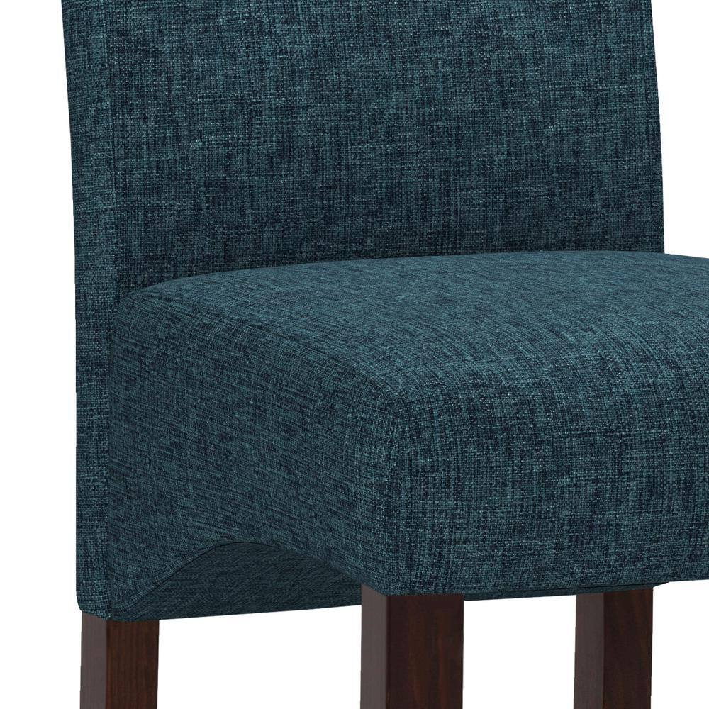 High-Back Denim Blue Linen Parsons Side Chair