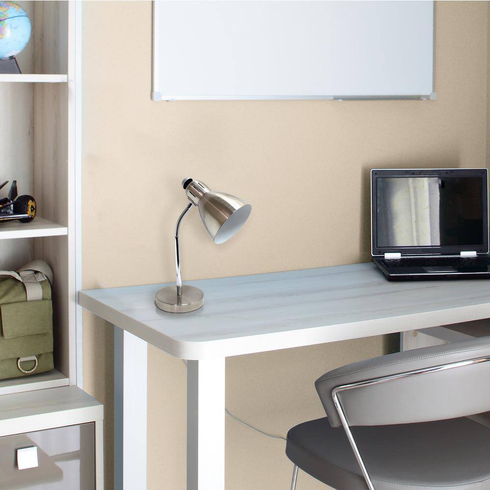 Adjustable Polished Nickel Task Lamp with Bell Shade