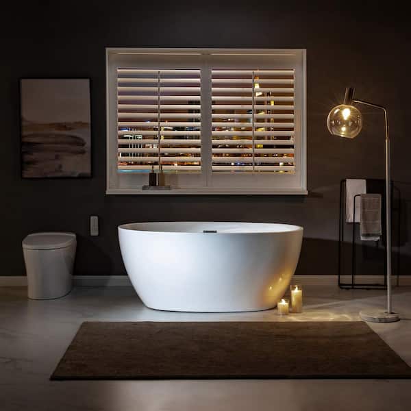Oslo 55 in. Acrylic Flatbottom Double Ended Bathtub with Matte Black Overflow and Drain Included in White
