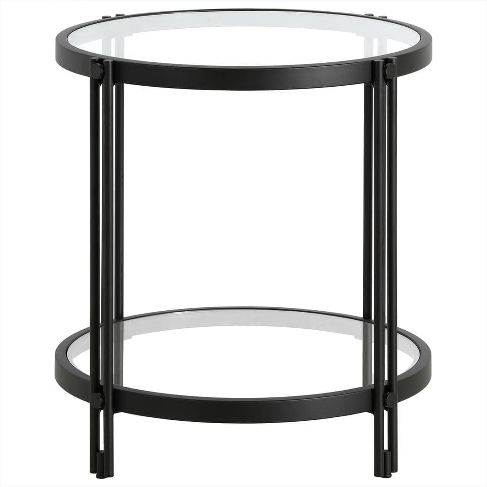 Meyer&Cross Inez 21 in. Blackened Bronze Wide Round Glass Side Table