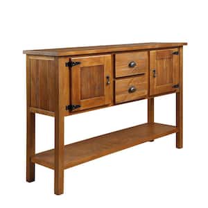 48.03 in. W x 13.87 in. D x 33.07 in. H Brown Linen Cabinet Sideboard Console Table with 2-Drawers and Bottom Shelf