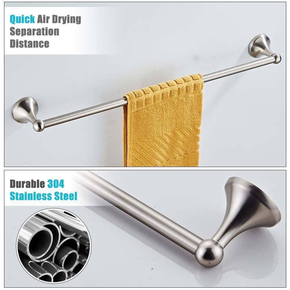 Brushed Nickel 4-Piece Bathroom Hardware Set with Adjustable Towel Bar