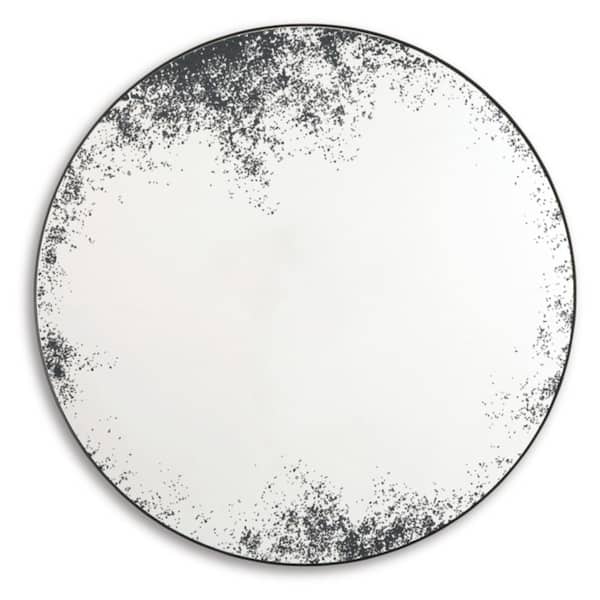 Kali 36 in. W x 36 in. H Round Metal Antiqued Black Framed Accent Mirror