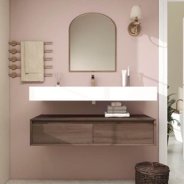 BV Better Vanity Alysa 47 in. W. x 20 in. D x 23 in. H Single Sink Floating Bath Vanity in Red Oak with White Acrylic Top