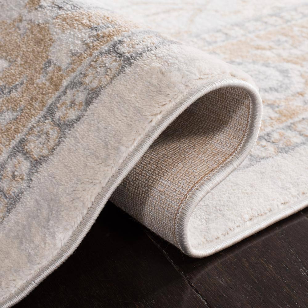 Isabella 6'7" Square Cream and Beige Synthetic Area Rug