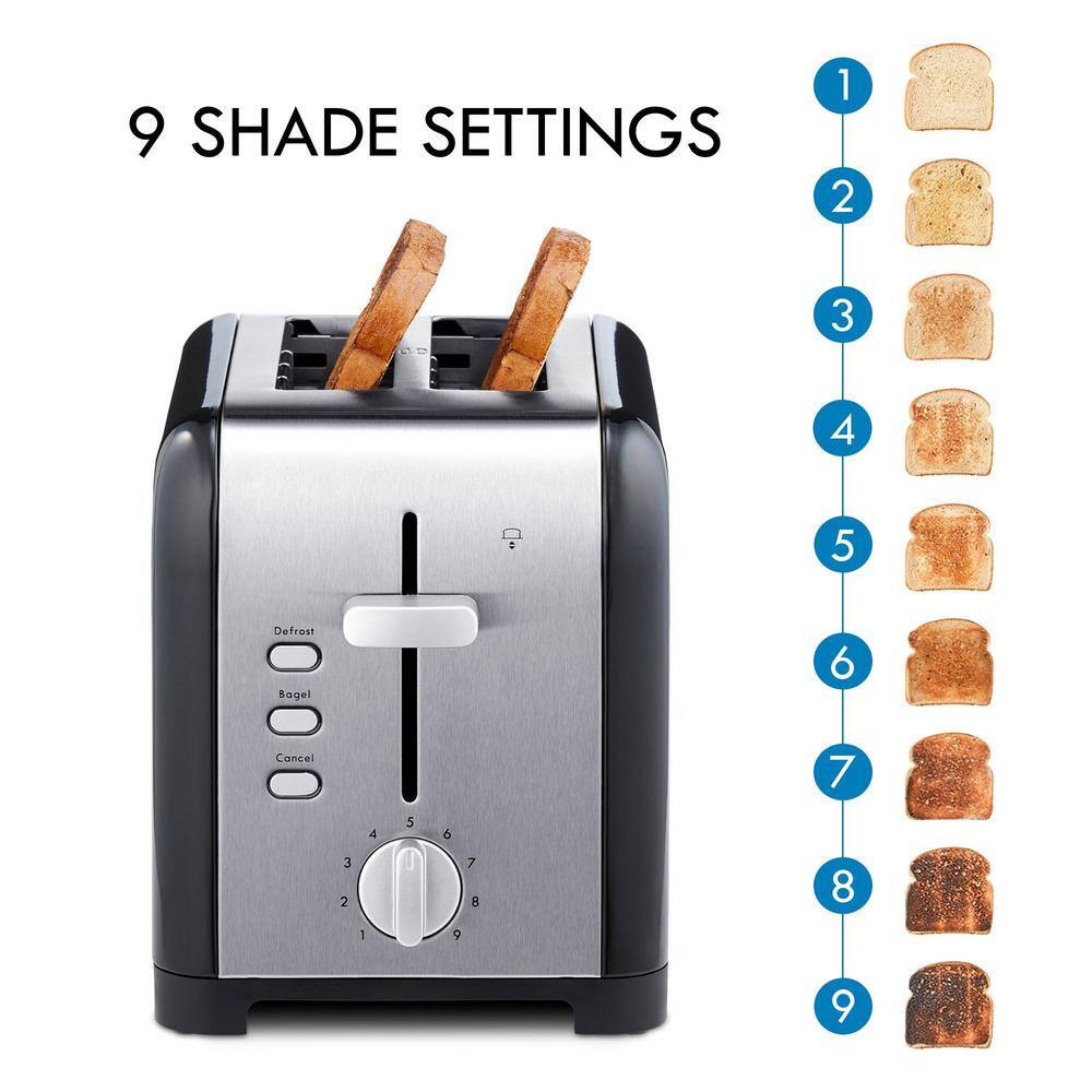 Kenmore Black Stainless Steel 2-Slice Wide Slot Toaster