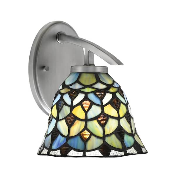 Unbranded Siena 1-Light Graphite Downlight Wall Sconce with Crescent Art Glass Shade