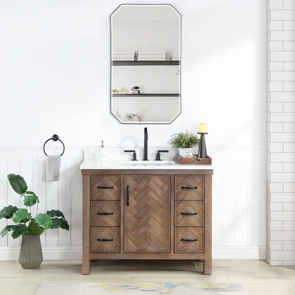 Javier 42 in.W x 22 in.D x 33.9 in.H Single Sink Bath Vanity in Gray with White Grain Composite Stone Top and Mirror price history on PriceWatchPro