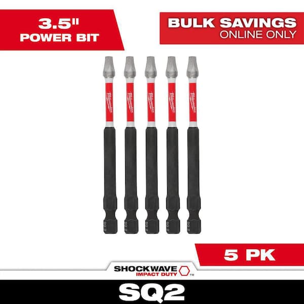 Milwaukee SHOCKWAVE Impact Duty 3-1/2 in. Square #2 Alloy Steel Screw Driver Bit (5-Pack)