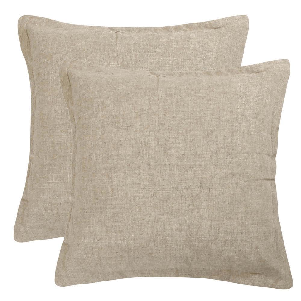 Simple Tan Linen-Style Cotton Euro Sham 26x26in