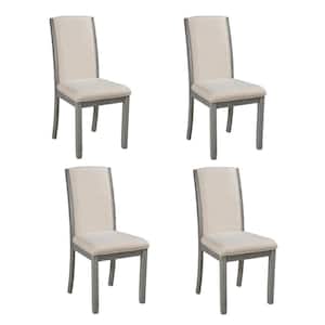 Farmhouse Gray Upholstered Full Back Dining Chairs (Set of 4)