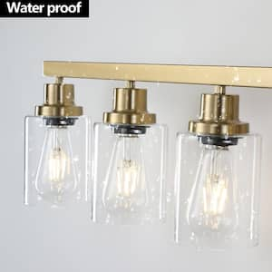 51 in. W 8-Light Vanity Light for Mirror Wall Sconce Gold Fixture for Bathroom, E26, No Bulbs Included