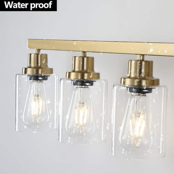 51 in. W 8-Light Vanity Light for Mirror Wall Sconce Gold Fixture for Bathroom, E26, No Bulbs Included