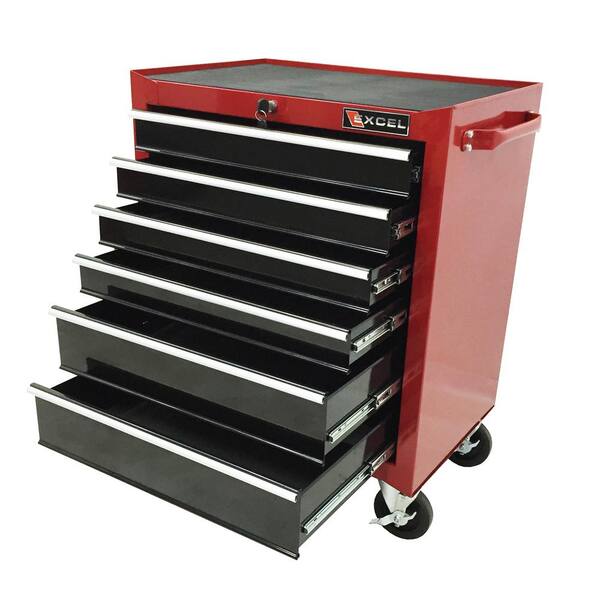 Excel 26 in. 6 Drawer Roller Cabinet Tool Chest Red