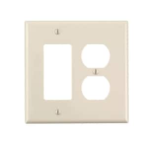 Decora 2-Gang Midway 1-Duplex Outlet Combination Nylon Wall Plate, Light Almond