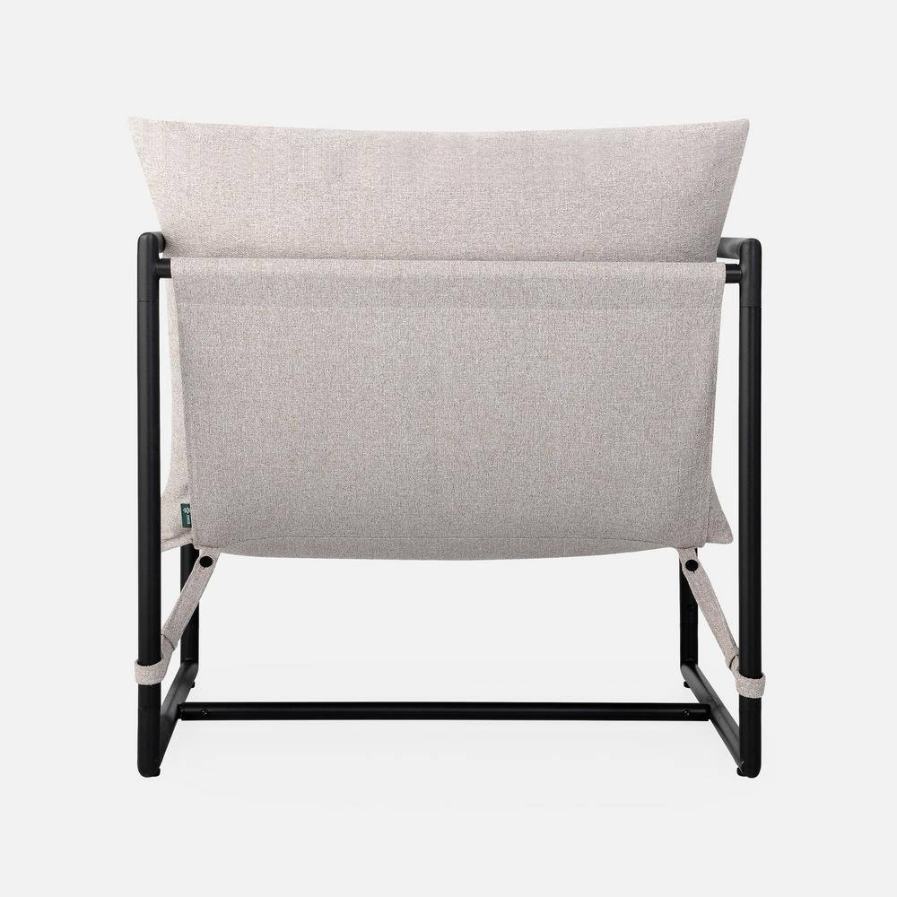 Oatmeal Beige Metal Framed Sling Accent Chair