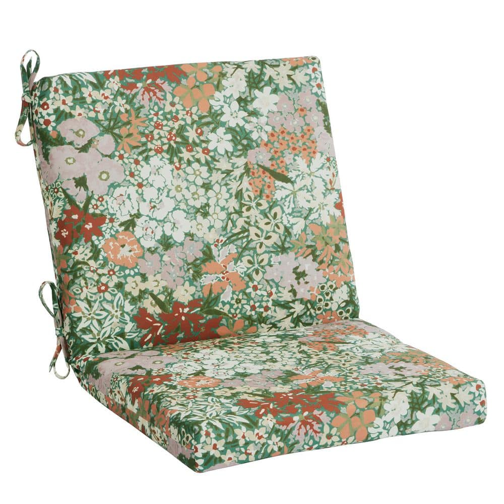 Hampton Bay - 20 in. W x 17 in. D Universal Outdoor Mid Back Dining Chair Outdoor Cushion in Endive Floral