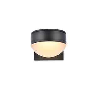 Timeless Home 1-Light Round Black LED Outdoor Wall Sconce