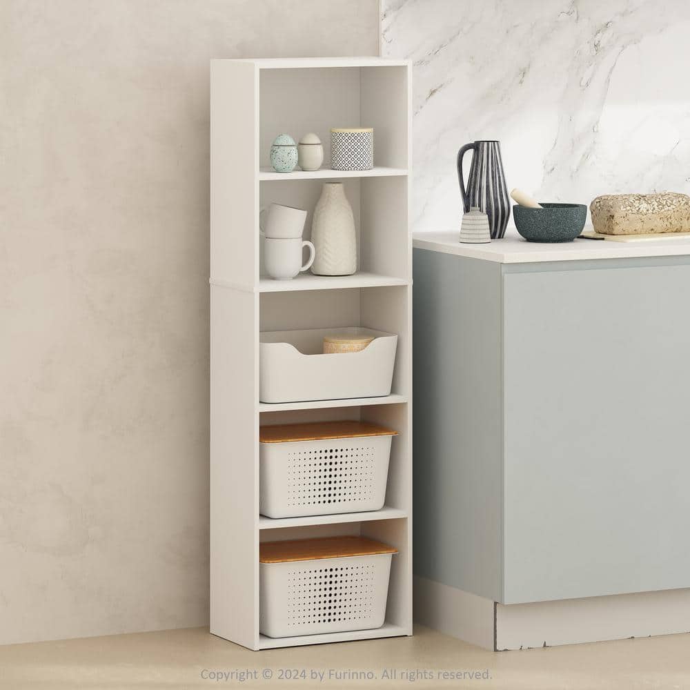 White Laminated 5-Tier Freestanding Multipurpose Shelf