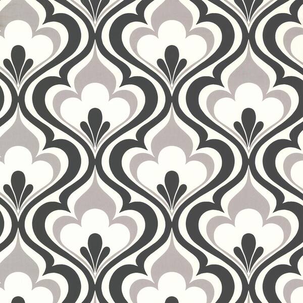 Beacon House Lola Black Ogee Bargello Strippable Roll Wallpaper (Covers 56 sq. ft.)