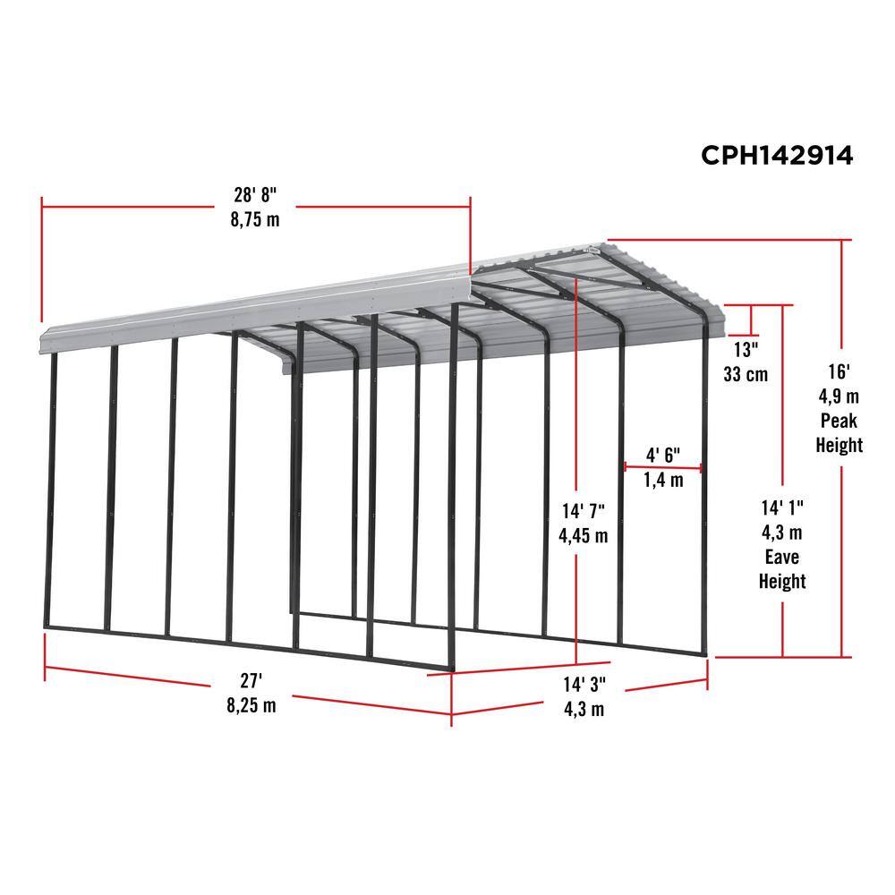 14 ft. x 29 ft. Galvanized Steel RV Carport with Eggshell Finish