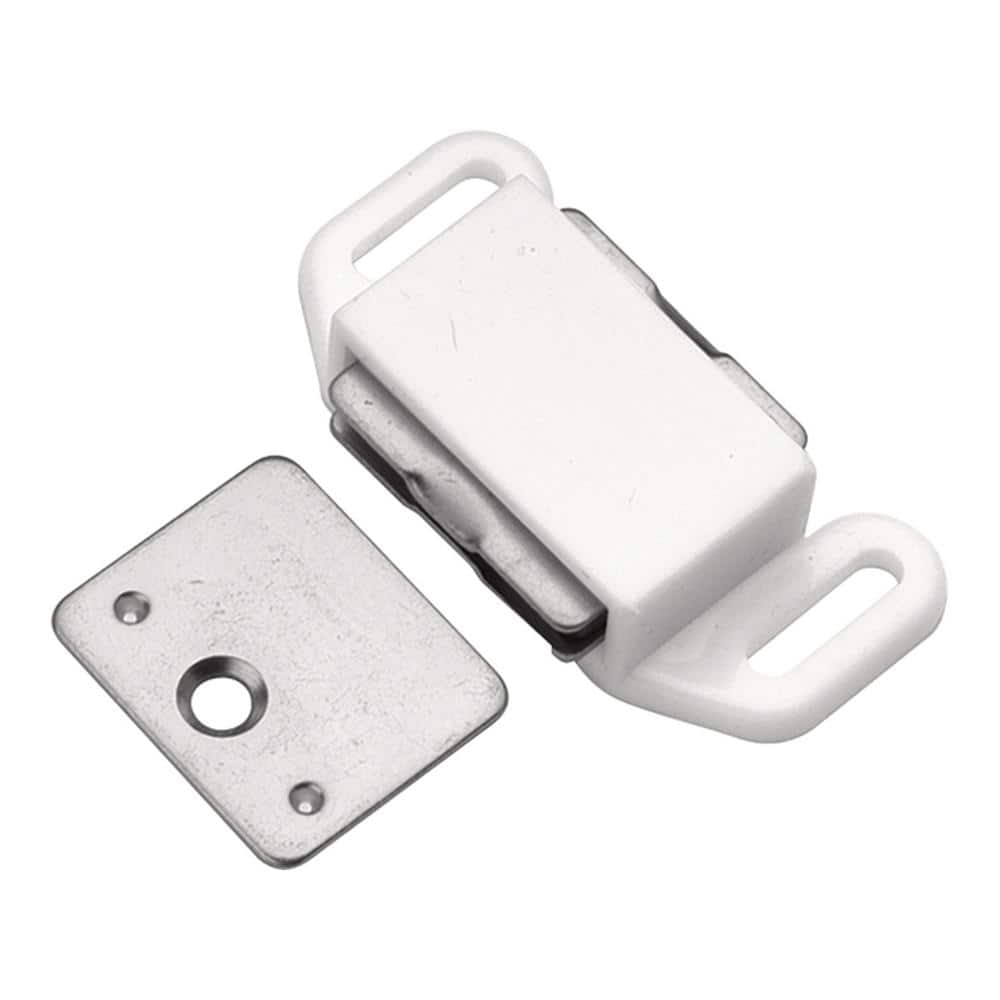 White Magnetic Cabinet Door Catch with Steel Plate