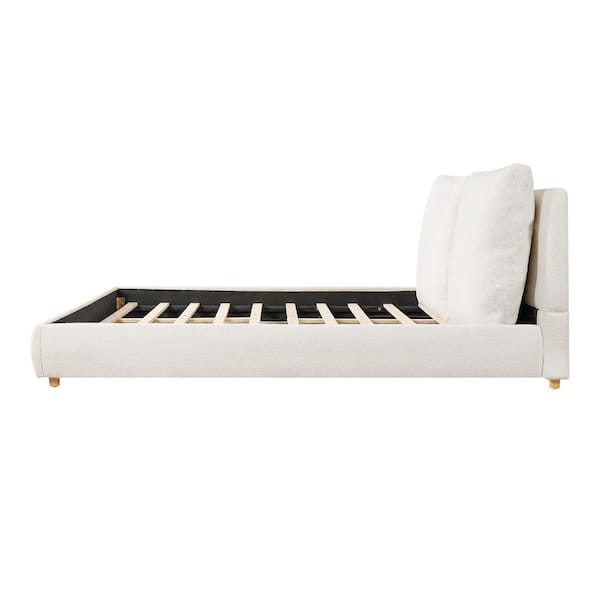 Harper & Bright Designs Off White Wood Frame King Size Boucle
