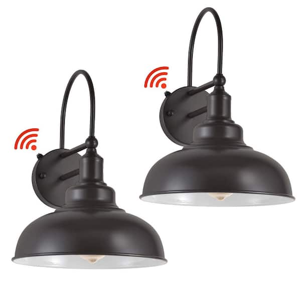 GMGSROM Black and White Dusk to Dawn Farmhouse Outdoor Barn Light Wall Sconce (Set of 2)