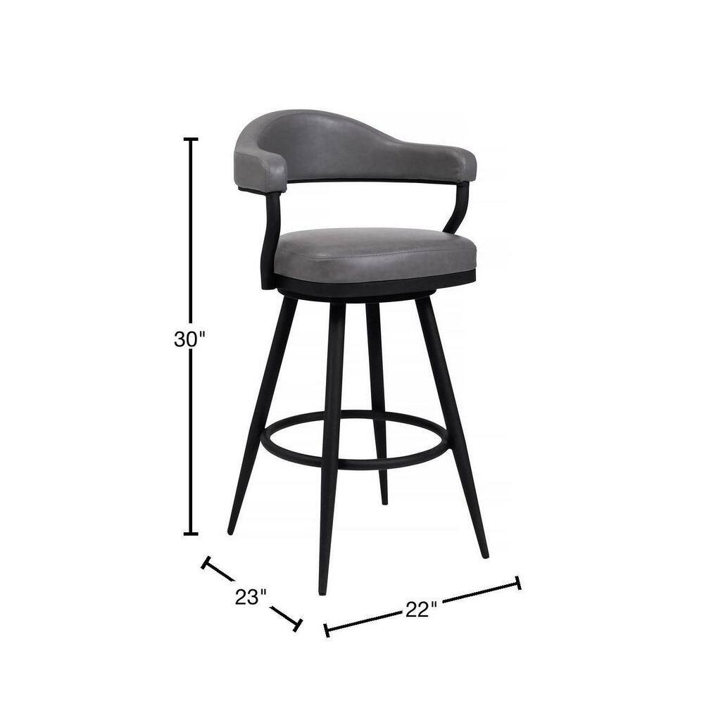 Amador 30" Swivel Barstool in Black Powder Coated Metal and Vintage Grey