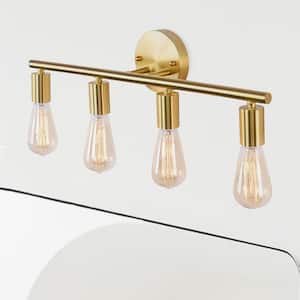 4-Light Gold Metal Wall Sconce Vanity Light Minimalist Vintage Wall Light for Bedroom,Bathroom,Vanity,Kitchen 1 Pack