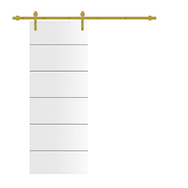 CALHOME Modern Classic 36 in. x 80 in. in White Stained Composite MDF Paneled Interior Sliding Barn Door with Hardware Kit