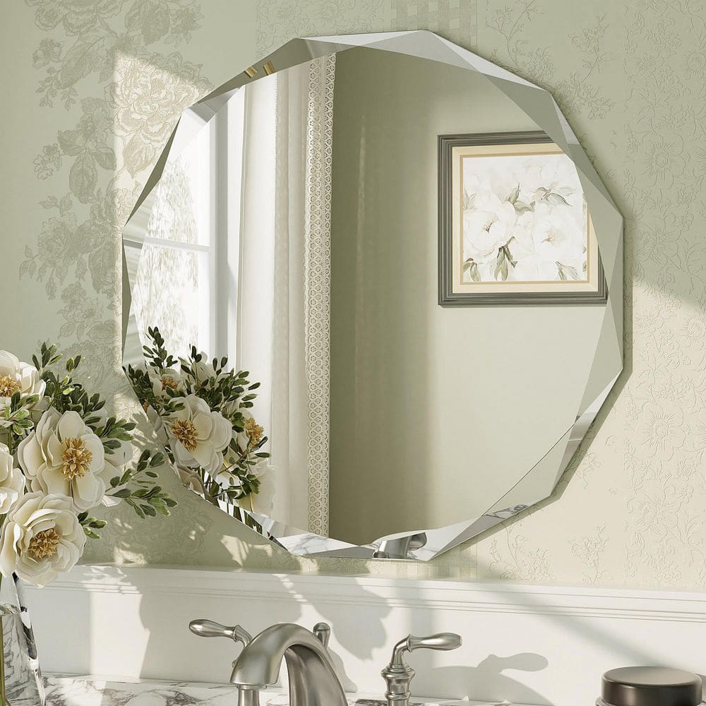18 in. W x 18 in. H Round Beveled Frameless Tempered Glass Wall Mount Bathroom Vanity Mirror with 5-year Warranty price history on PriceWatchPro