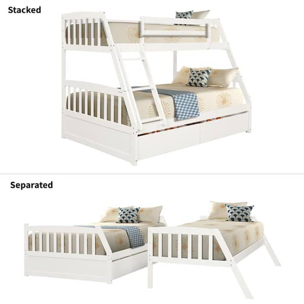 Solid Wood Twin Over Full Bunk Bed, Can Bunk Beds Be Separated