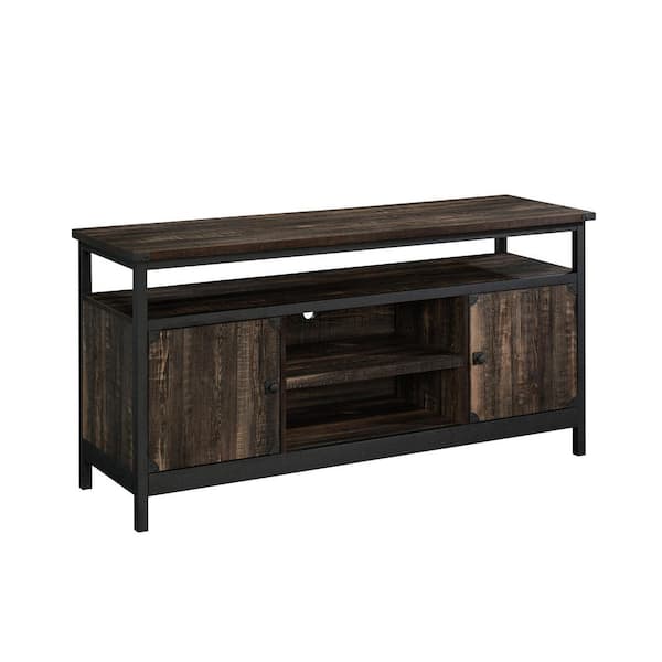SAUDER Steel River 60 in. Carbon Oak Composite TV Stand Fits TVs Up to 60 in. with Storage Doors