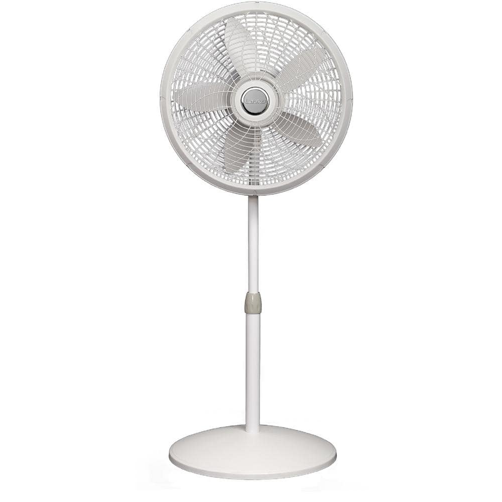 Lasko Cyclone Adjustable Height 18 In 3 Speed White Oscillating Pedestal Fan 1820 The Home Depot