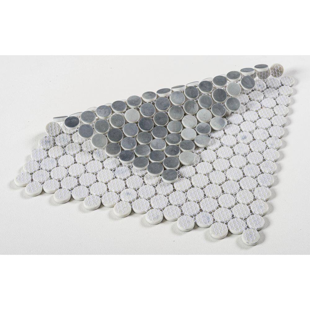Char Gray Penny Round Glass Mosaic Tile Sample