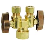 1/2 in. Nom Comp Inlet x 3/8 in. O.D. Comp x 3/8 in. O.D. Comp Dual Outlet Dual Shut-Off 1/4-Turn Straight Ball Valve