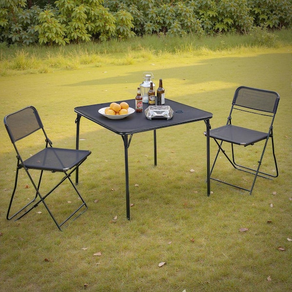 Yangming Square Foldable Card Table Metal Outdoor Dining Table for