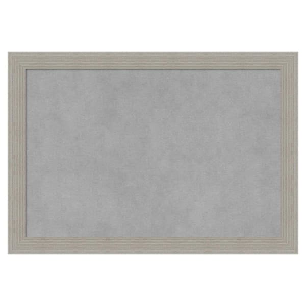 Amanti Art Woodgrain Stripe Grey 20 in. x 14 in. Framed Magnetic Board
