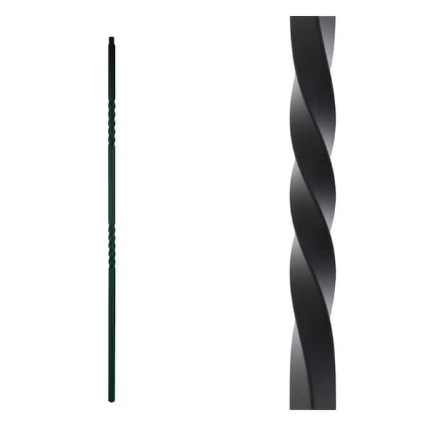 EVERMARK Stair Parts 44 in. x 1/2 in. Satin Black Double Twist Iron Baluster for Stair Remodel